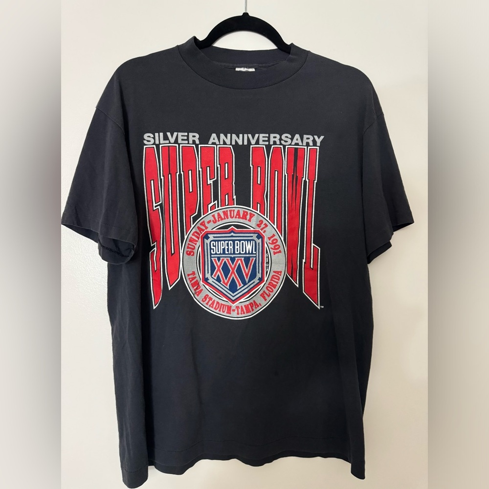 Vintage 1989 NFL Super Bowl Silver Anniversary Single Stitch All Around.